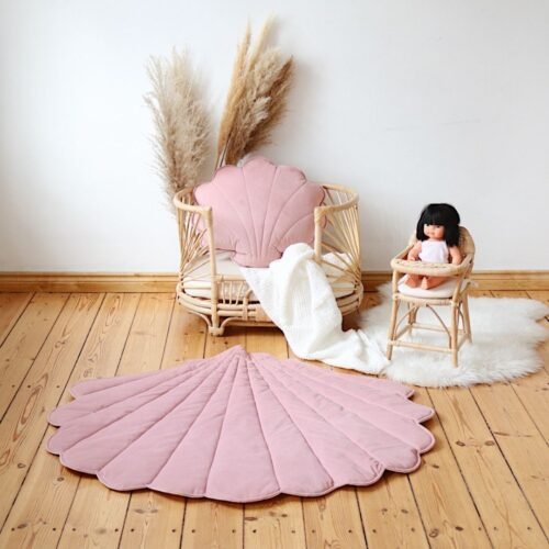 Dvipusis medvilnės ir veliūro žaidimų kilimėlis | Pudrinė rožinė kriauklė