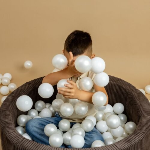 Apvalus kamuoliukų baseinas vaikams (90 cm) | Rudas veliūras