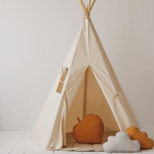 beige palapine 2ooo Smėlio spalvos tipi palapinė